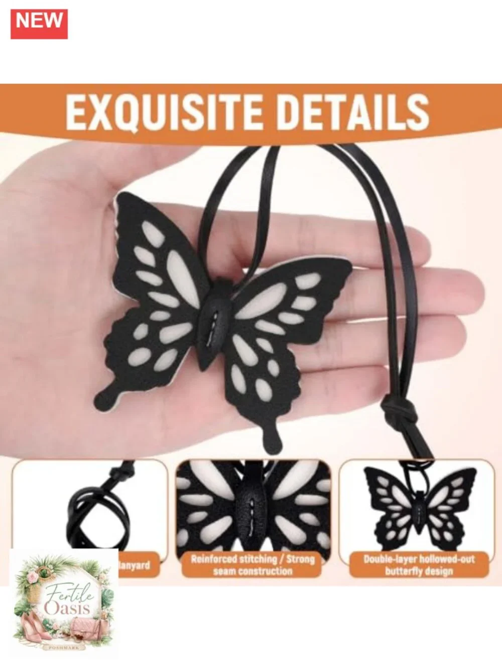 2pc Leather Butterfly Bag Charm Keychain for Backpacks Purses Wallets